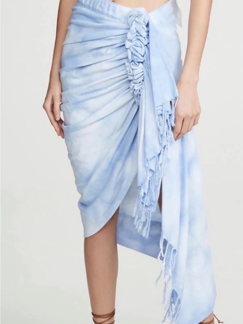 Just Bee Queen Light Blue Midi Sarong Skirt